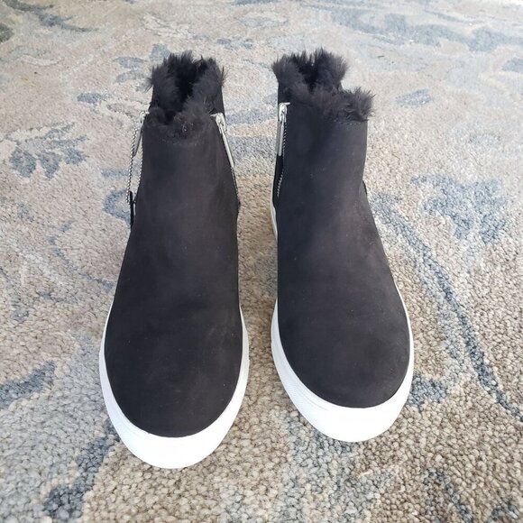 NIB J Slides Poppy Black Nubuck Fur Lined Waterproof Platform Sneaker Boots 8.5 - Picture 5 of 9